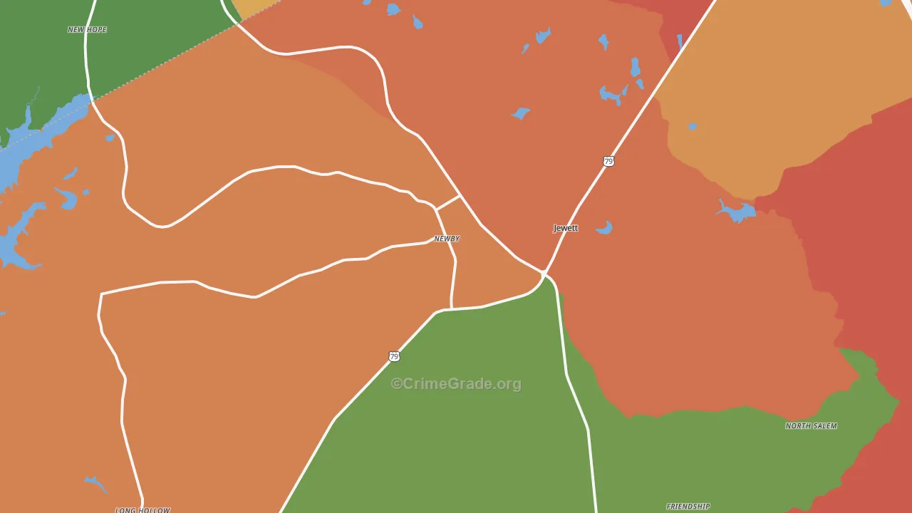 Jewett, TX Map of Assault Rates