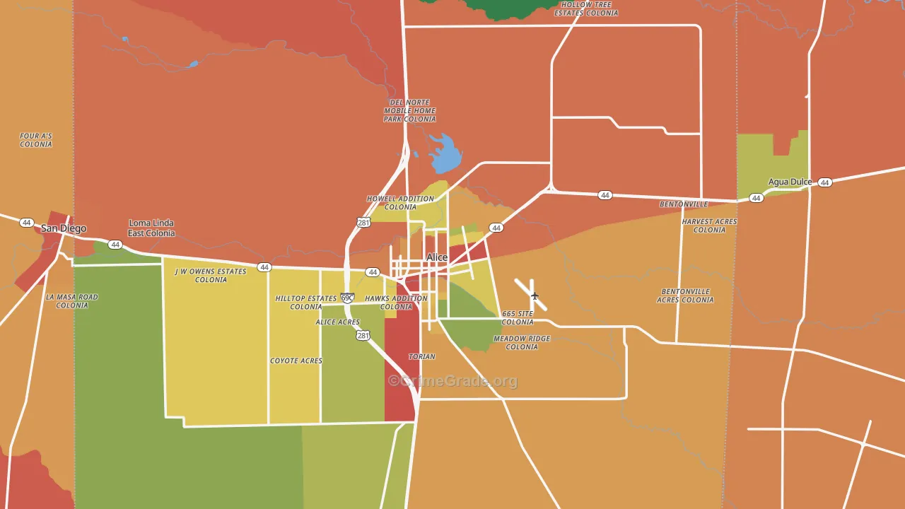 Jim Wells County, TX Map of Assault Rates