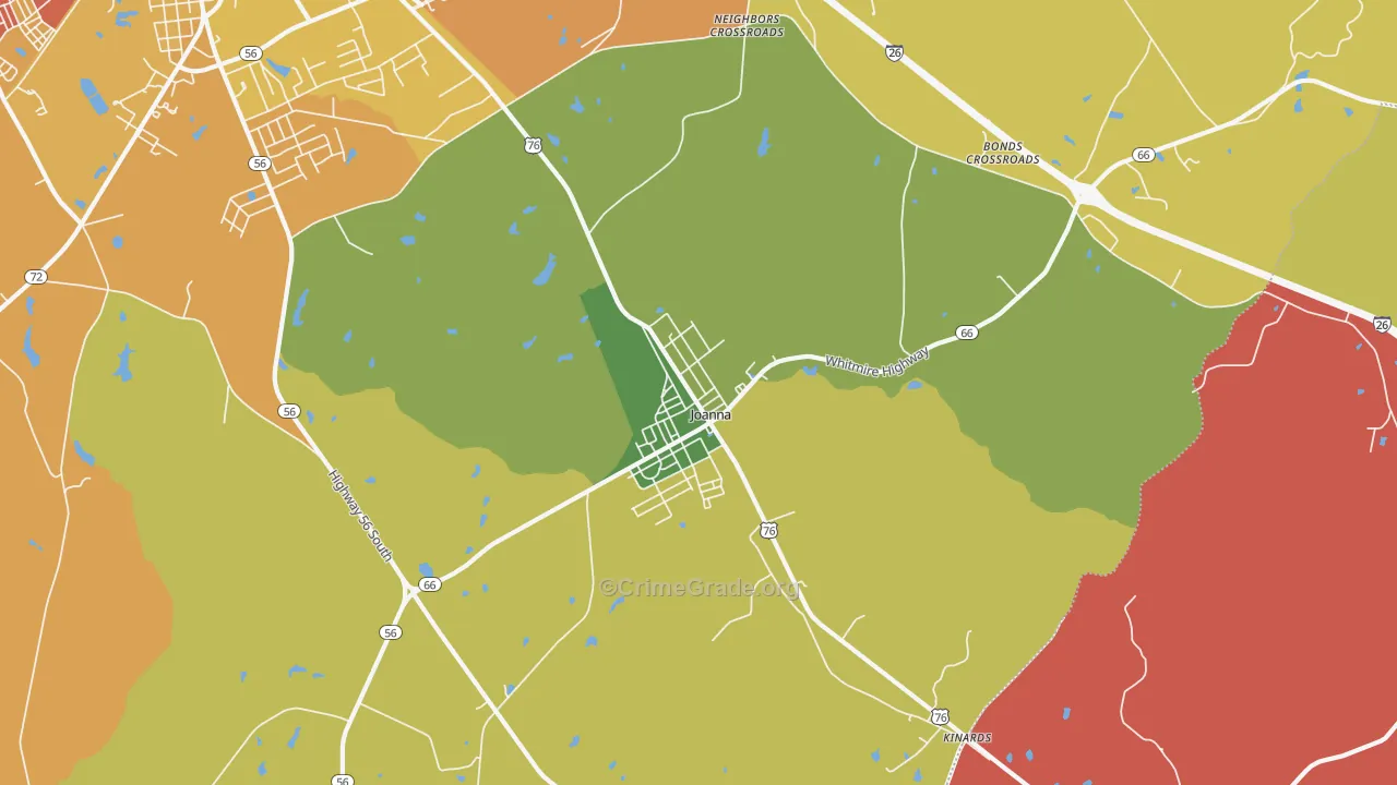 Joanna, SC Map of Assault Rates