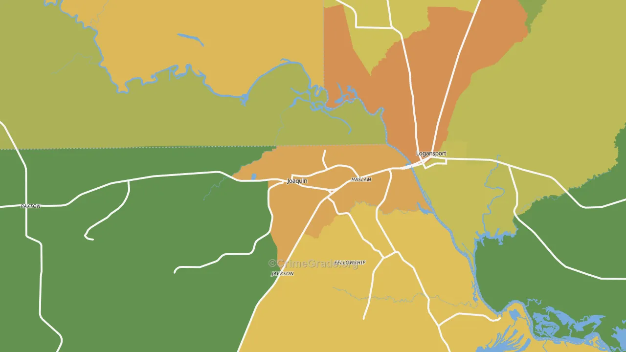Joaquin, TX Map of Assault Rates