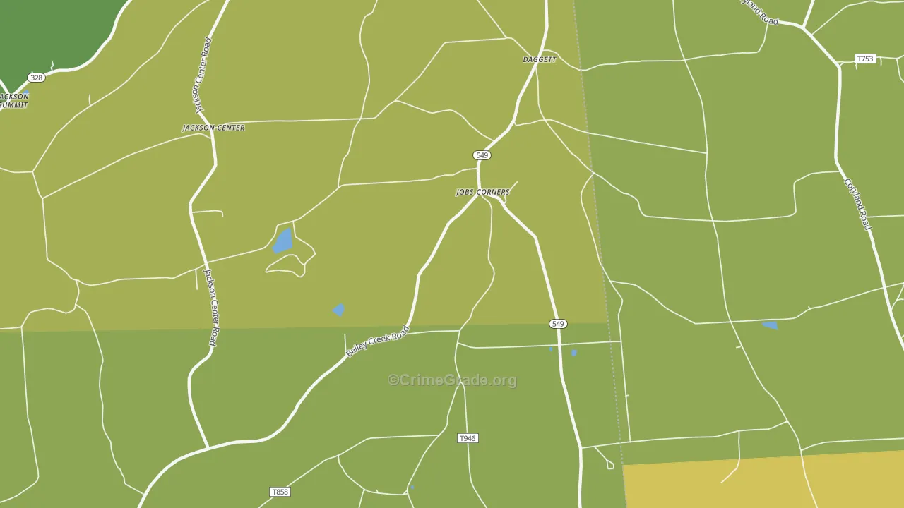 Jobs Corners, PA Map of Assault Rates