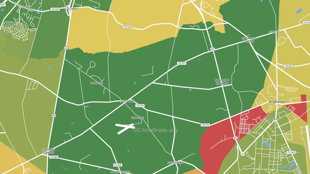 Jobstown, NJ Map of Assault Rates