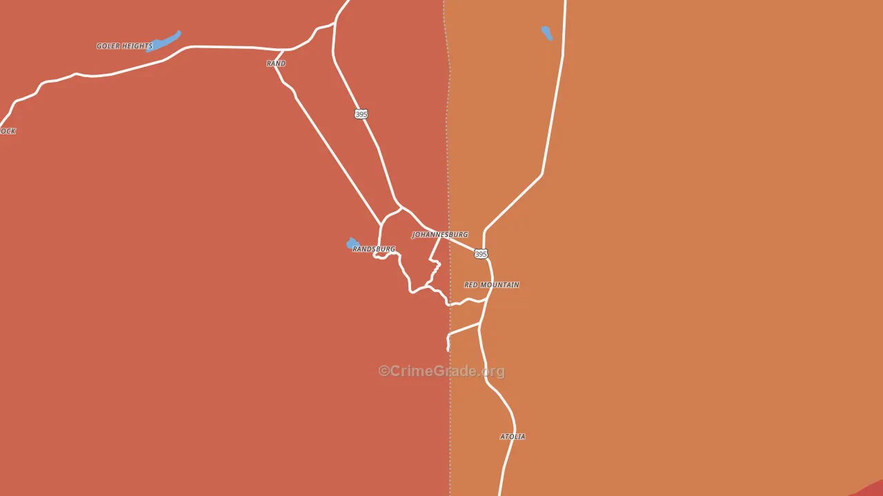Johannesburg, CA Map of Assault Rates