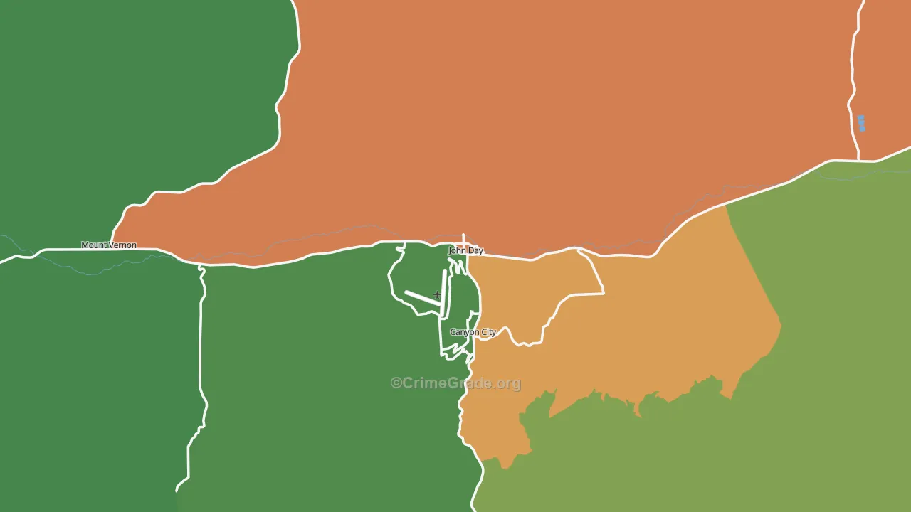 John Day, OR Map of Assault Rates