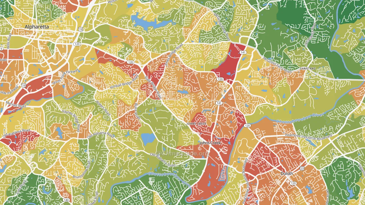 Johns Creek, GA Map of Assault Rates