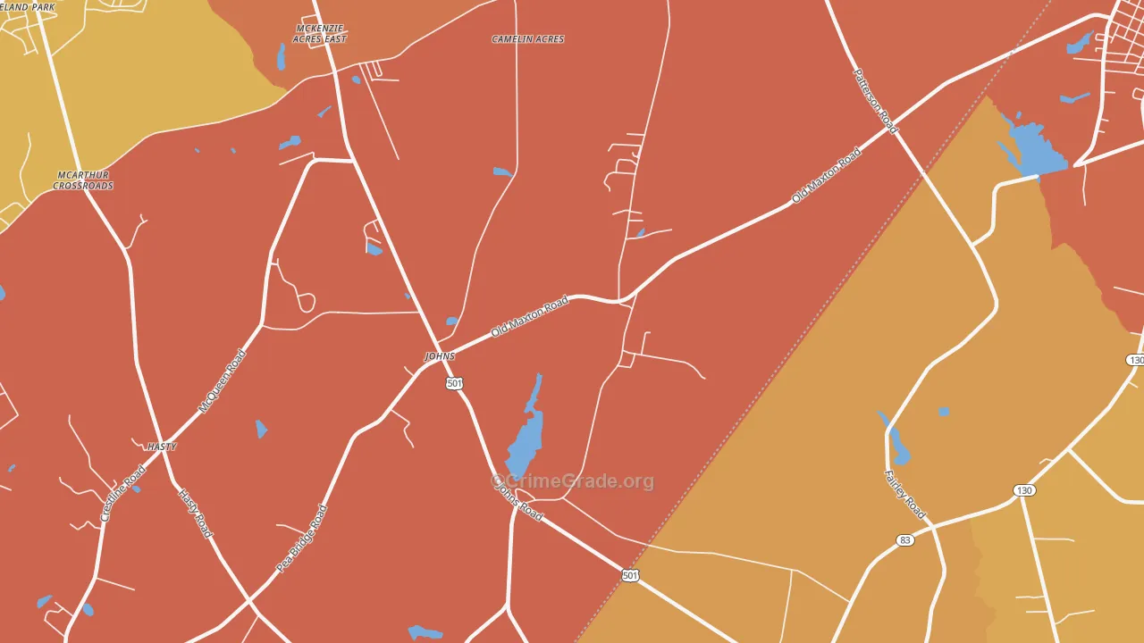 Johns, NC Map of Assault Rates