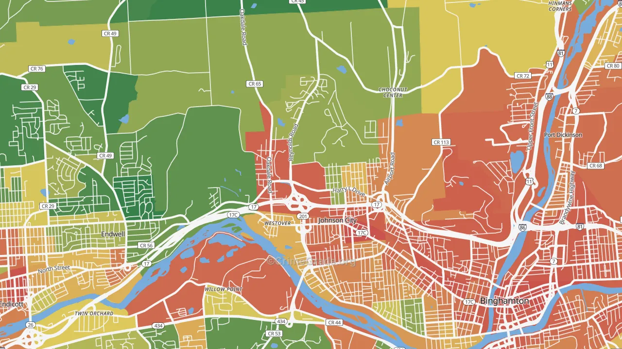 Johnson City, NY Map of Assault Rates