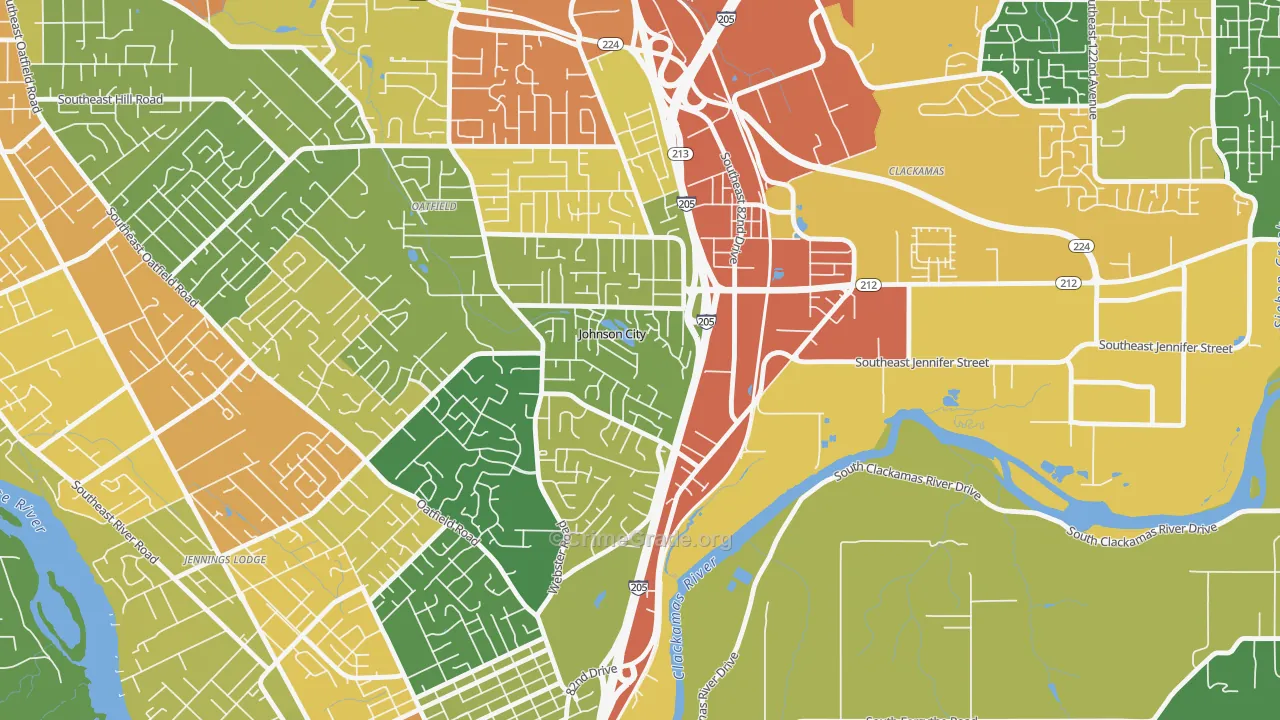 Johnson City, OR Map of Assault Rates