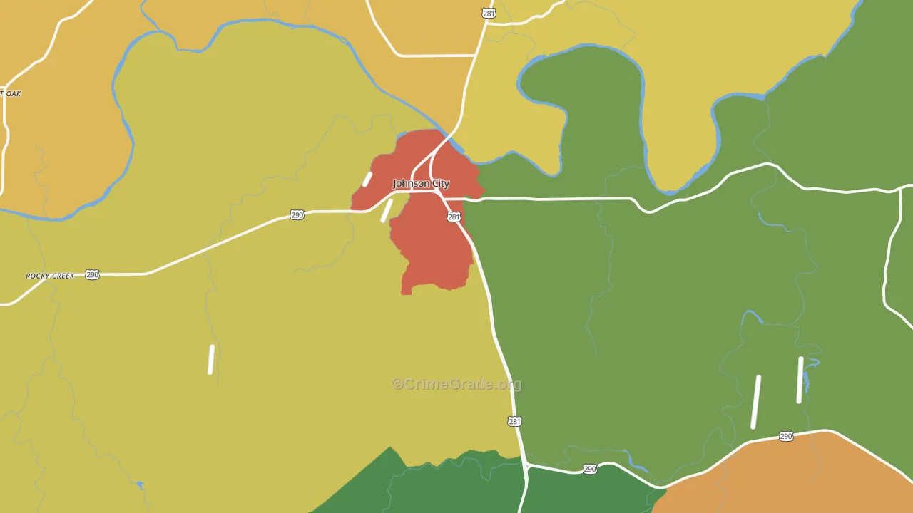 Johnson City, TX Map of Assault Rates