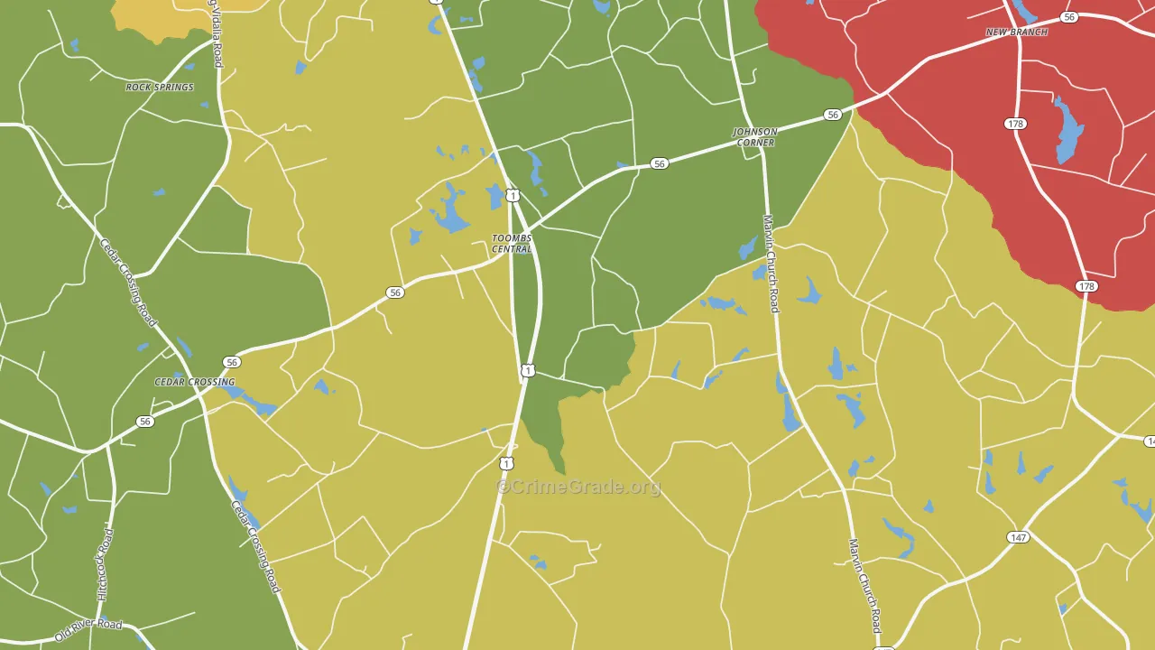 Johnson Corner, GA Map of Assault Rates