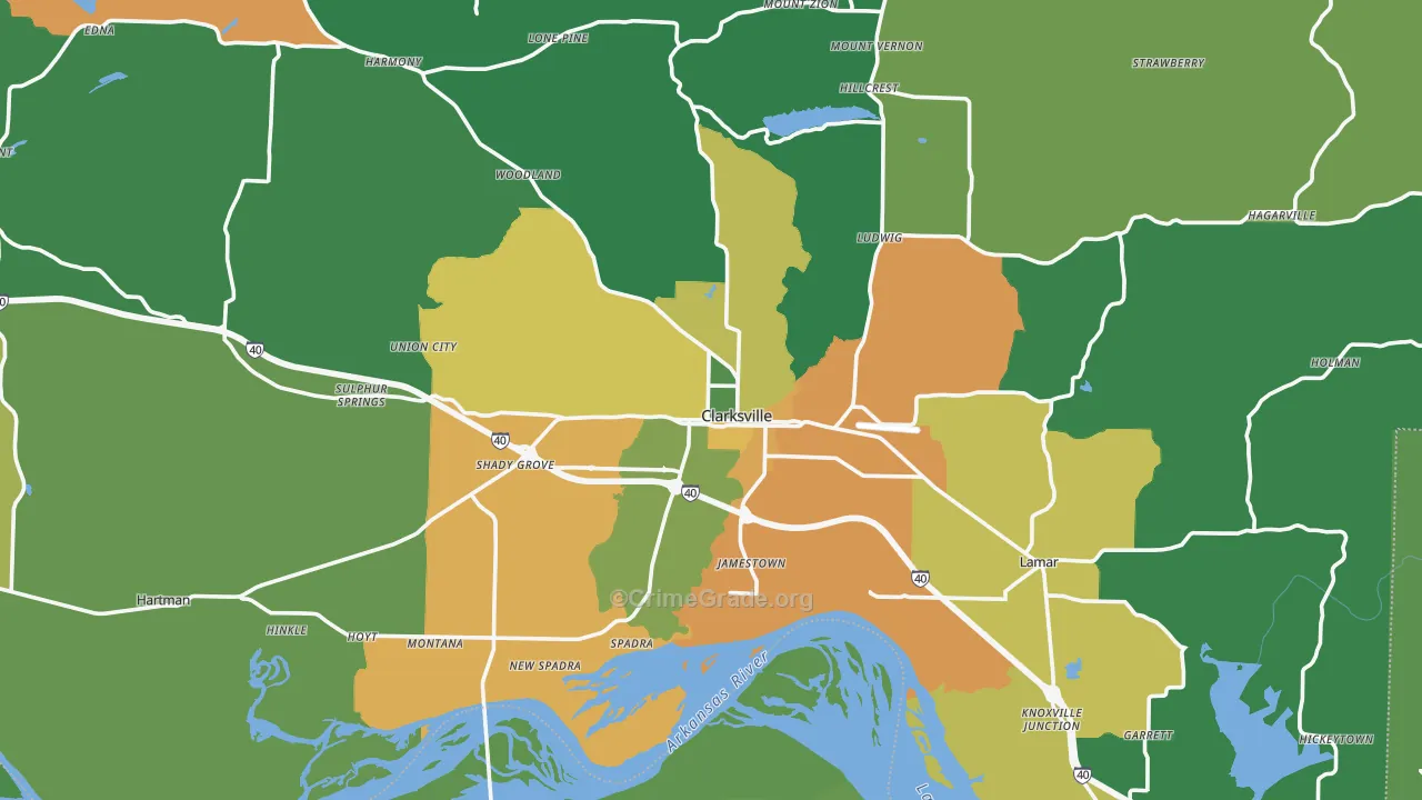 Johnson County, AR Map of Assault Rates