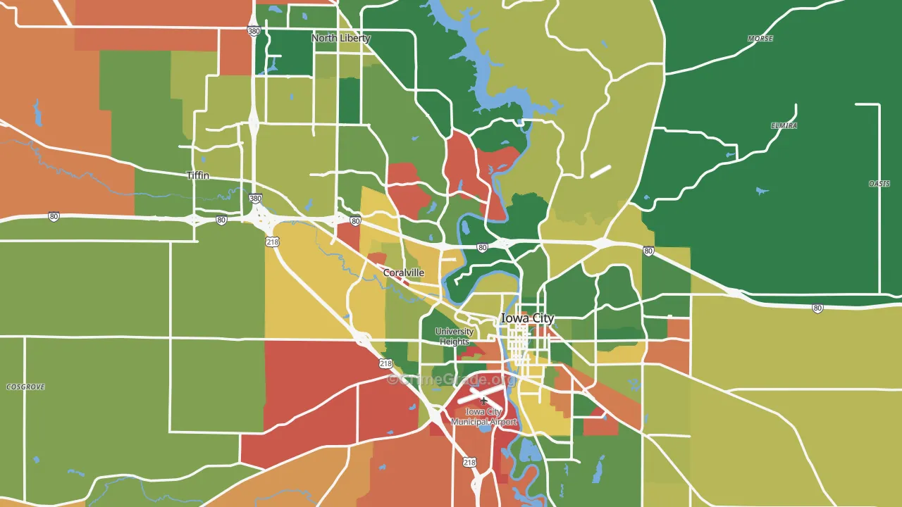 Johnson County, IA Map of Assault Rates