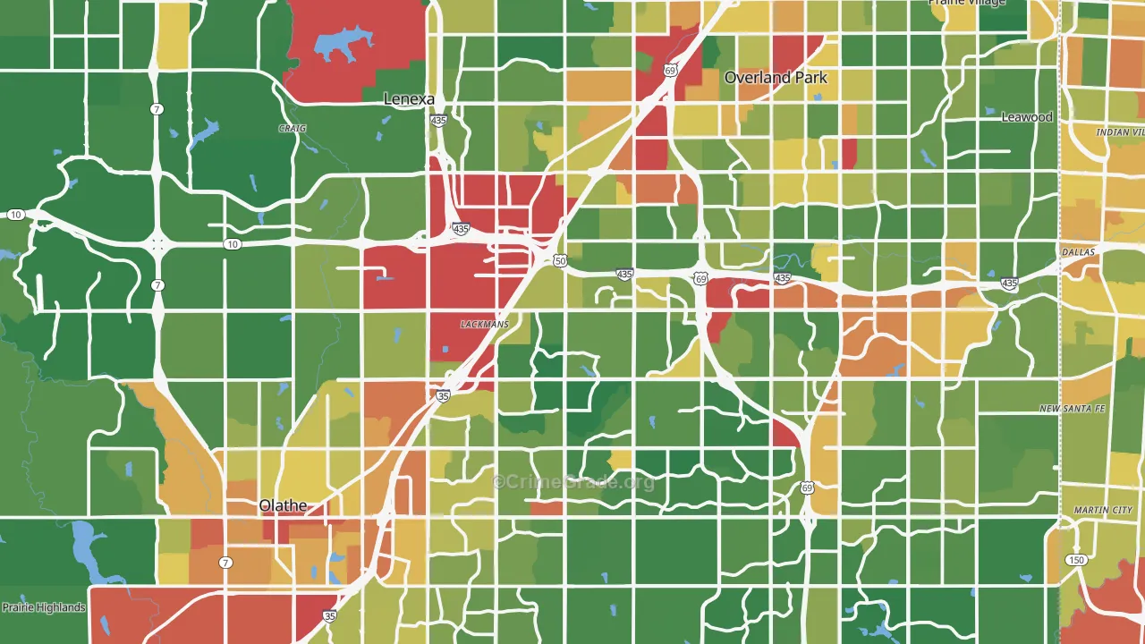 Johnson County, KS Map of Assault Rates