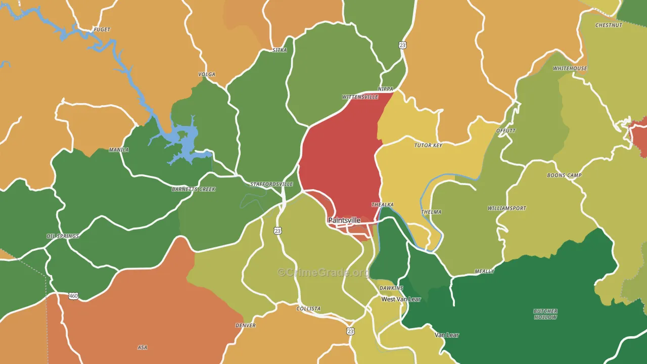 Johnson County, KY Map of Assault Rates