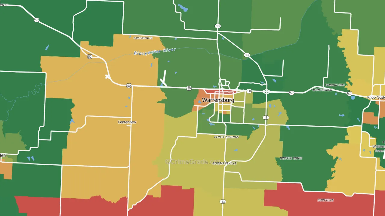 Johnson County, MO Map of Assault Rates