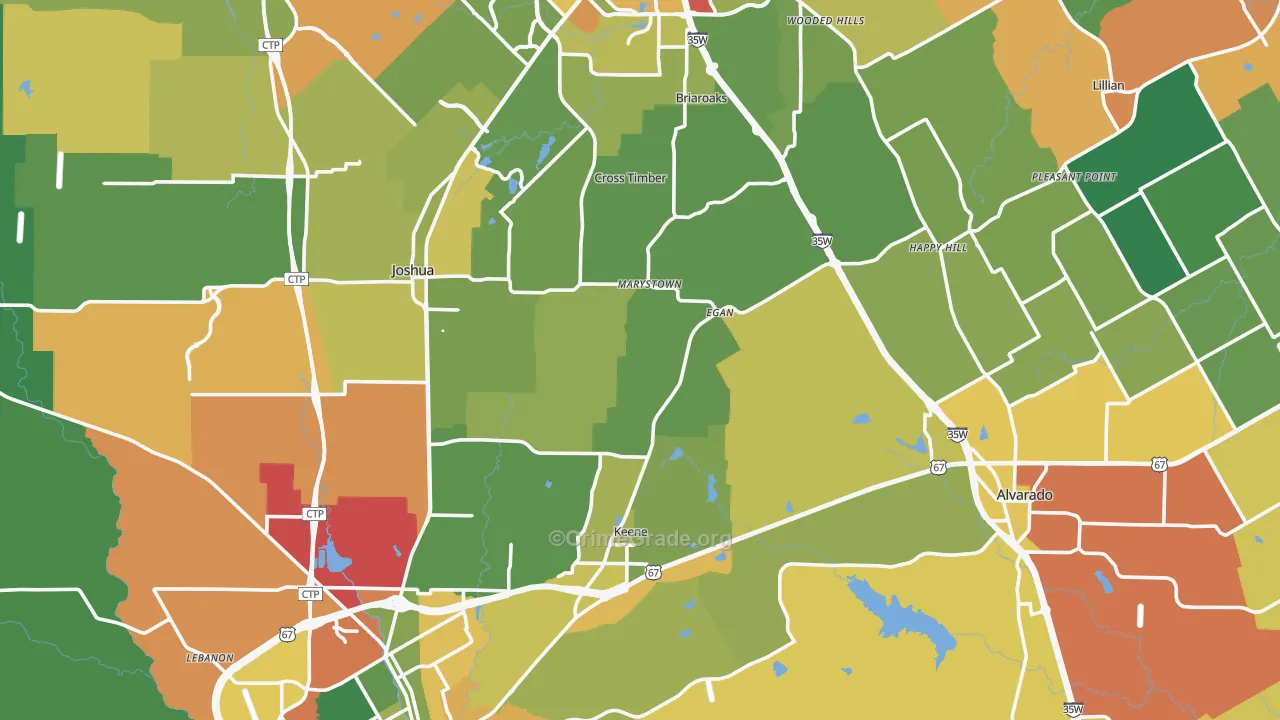 Johnson County, TX Map of Assault Rates