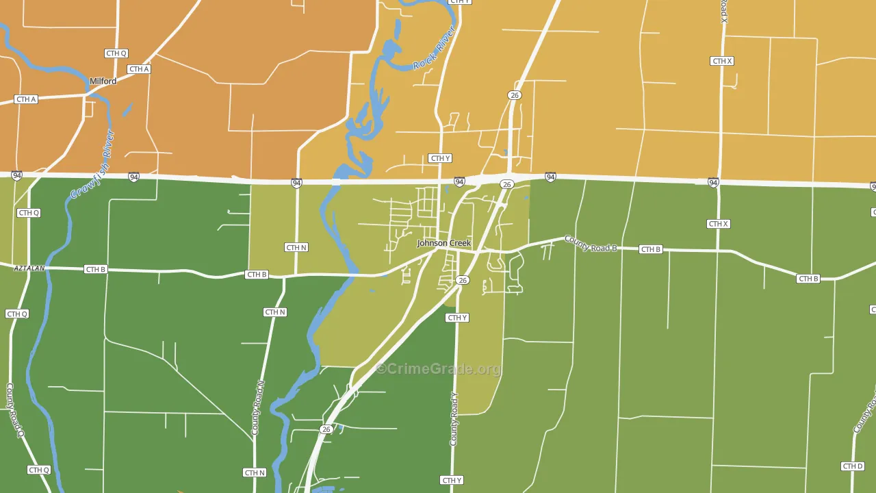 Johnson Creek, WI Map of Assault Rates