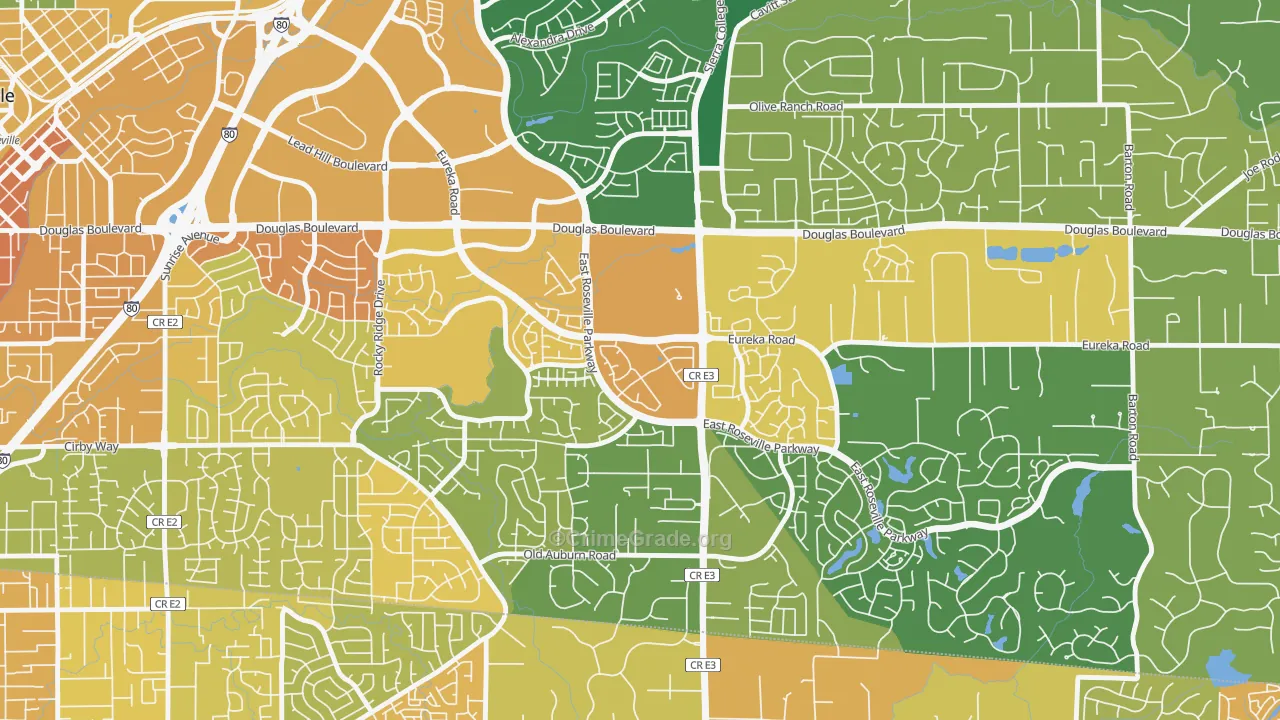 Johnson Ranch, Roseville, CA Map of Assault Rates