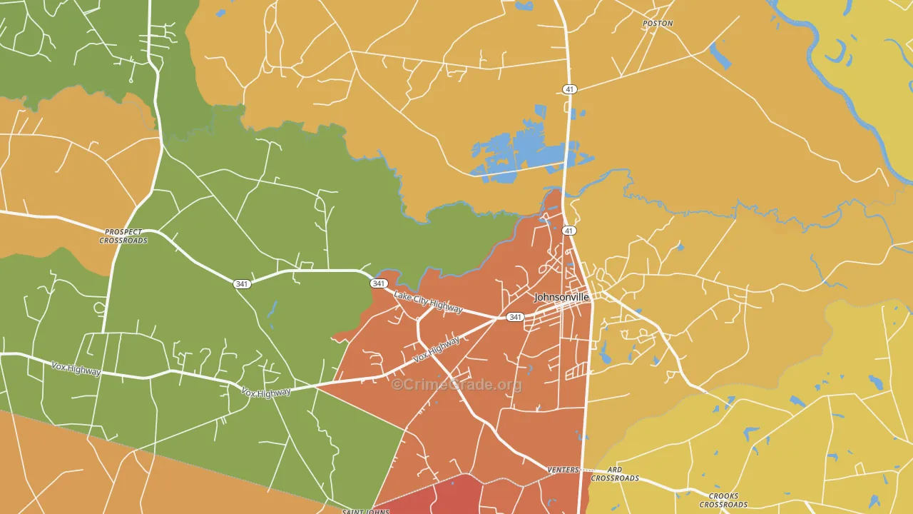 Johnsonville, SC Map of Assault Rates