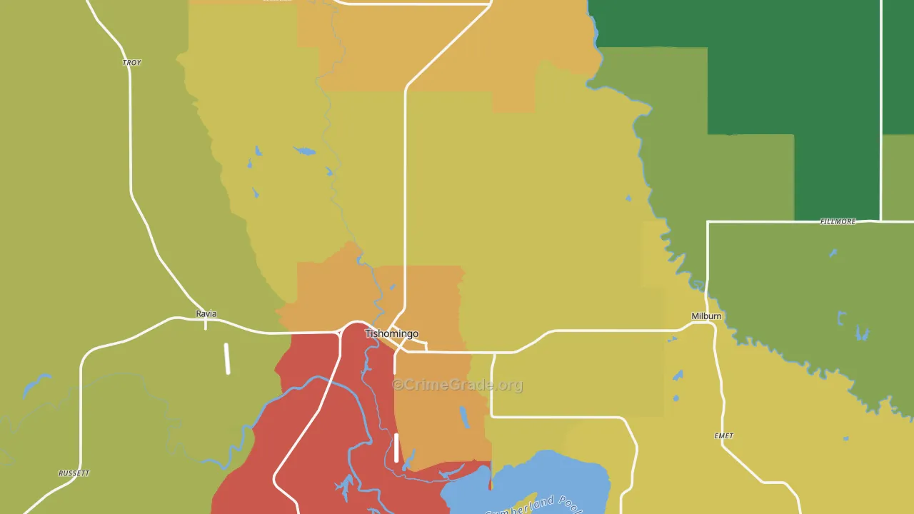 Johnston County, OK Map of Assault Rates