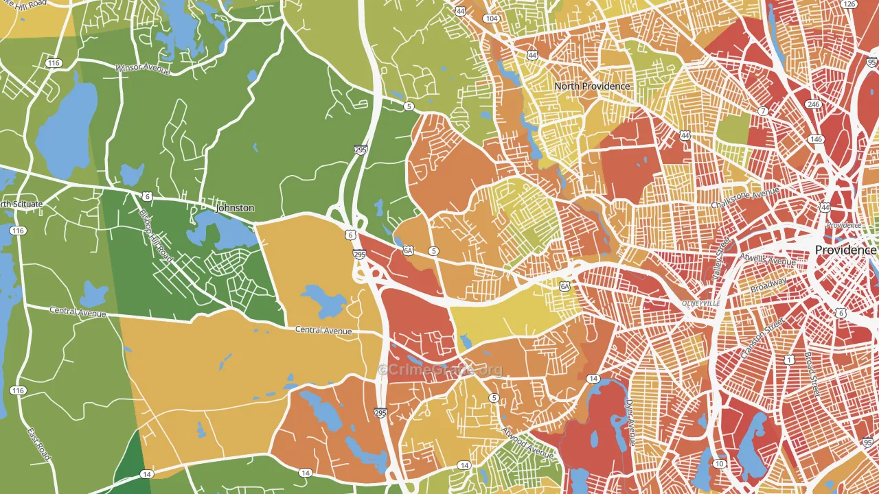 Johnston, RI Map of Assault Rates