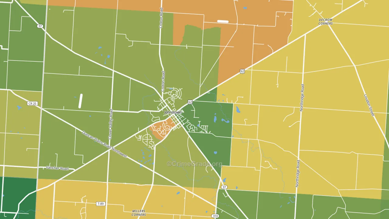 Johnstown, OH Map of Assault Rates