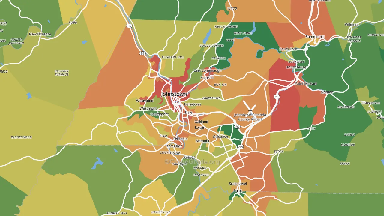 Johnstown, PA Map of Assault Rates