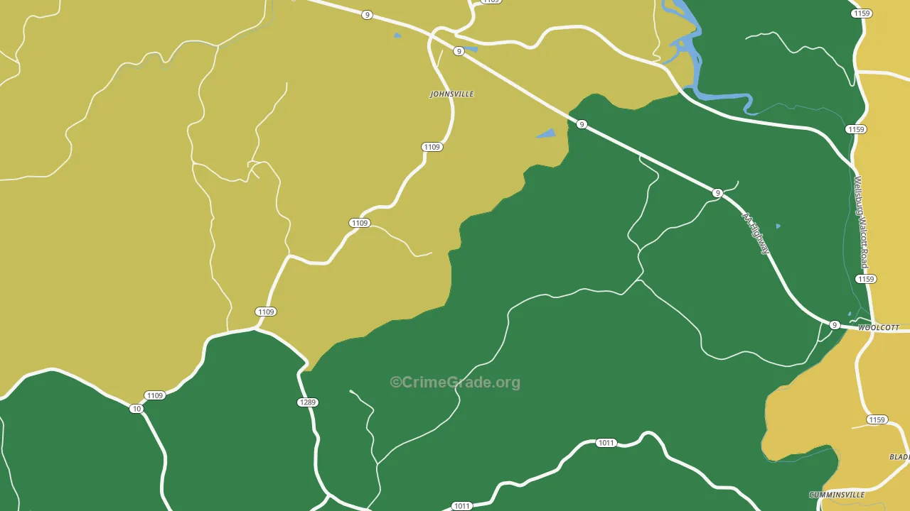 Johnsville, KY Map of Assault Rates