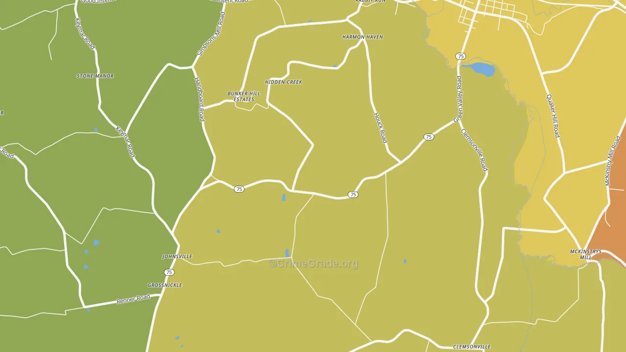 Johnsville, MD Map of Assault Rates