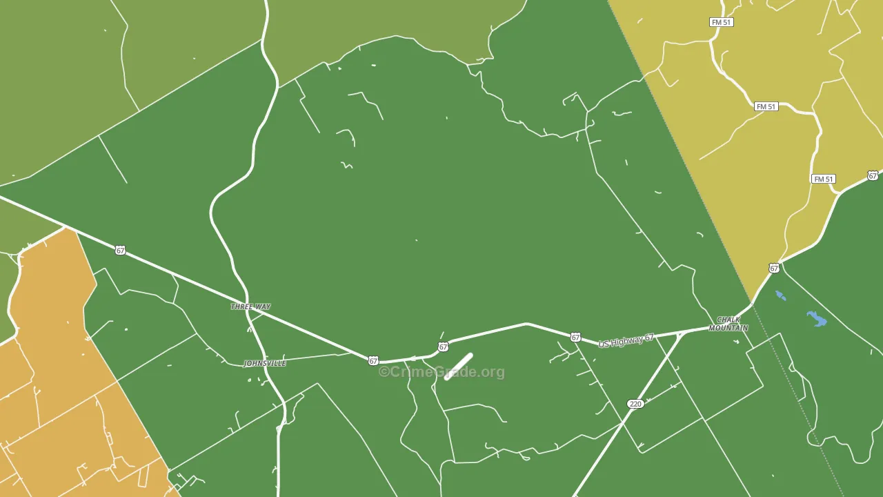 Johnsville, TX Map of Assault Rates