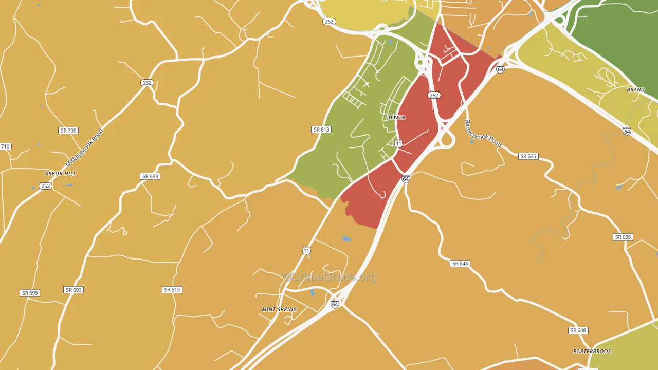 Jolivue, VA Map of Assault Rates