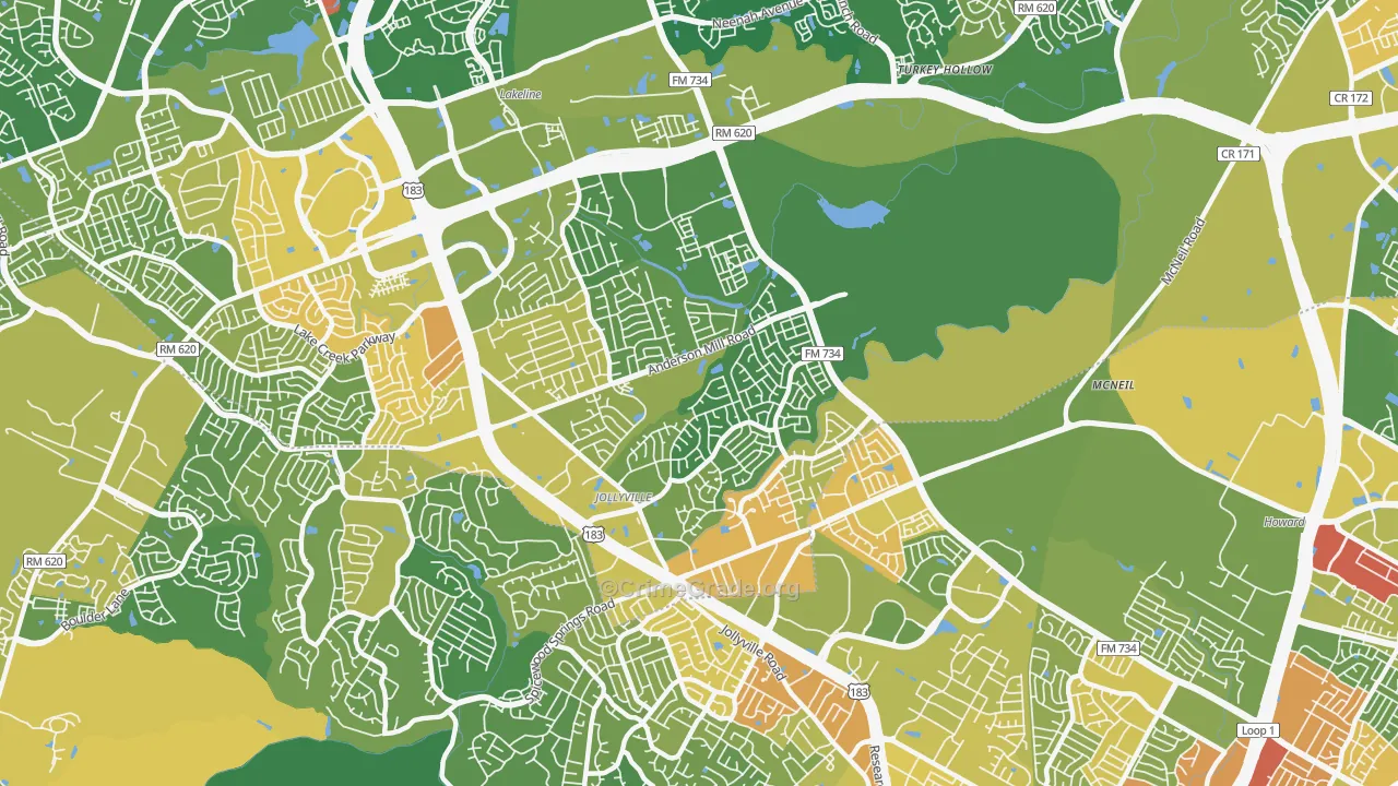 Jollyville, TX Map of Assault Rates