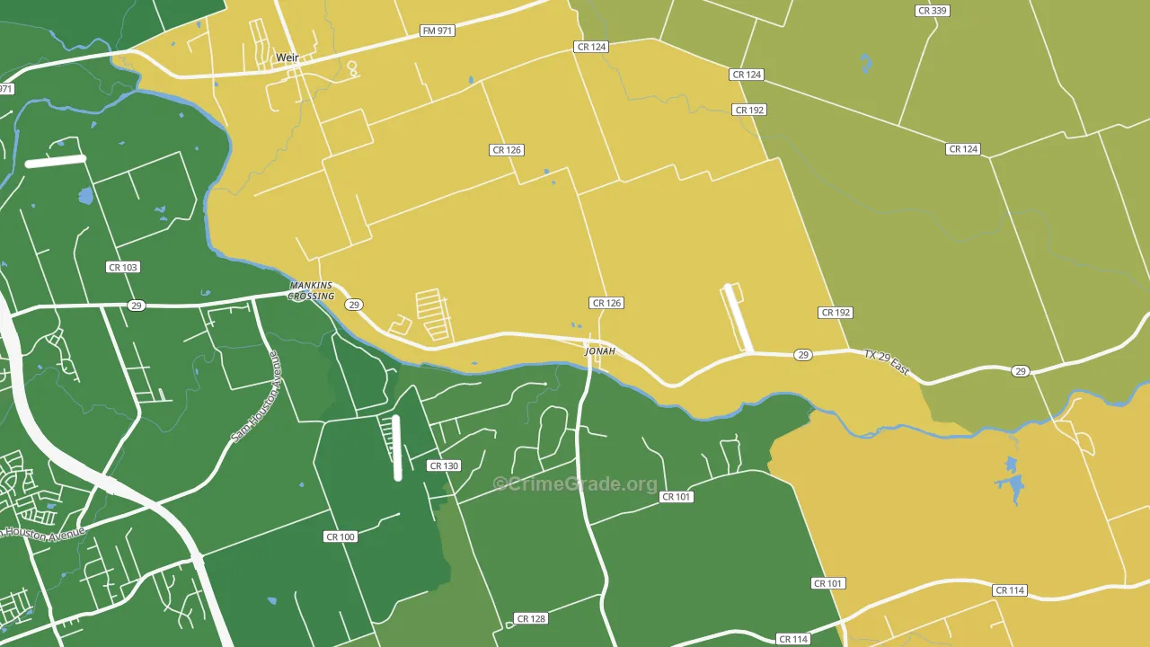 Jonah, TX Map of Assault Rates