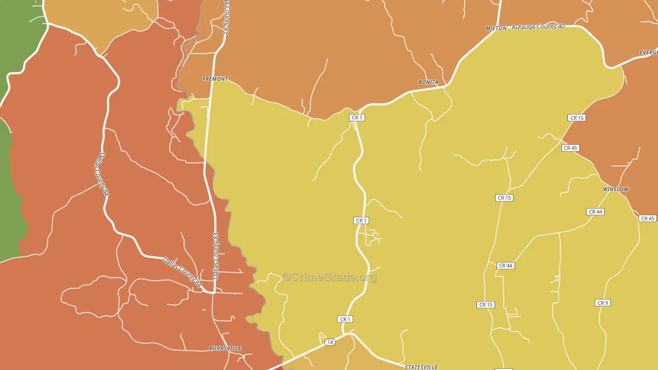 Jones, AL Map of Assault Rates