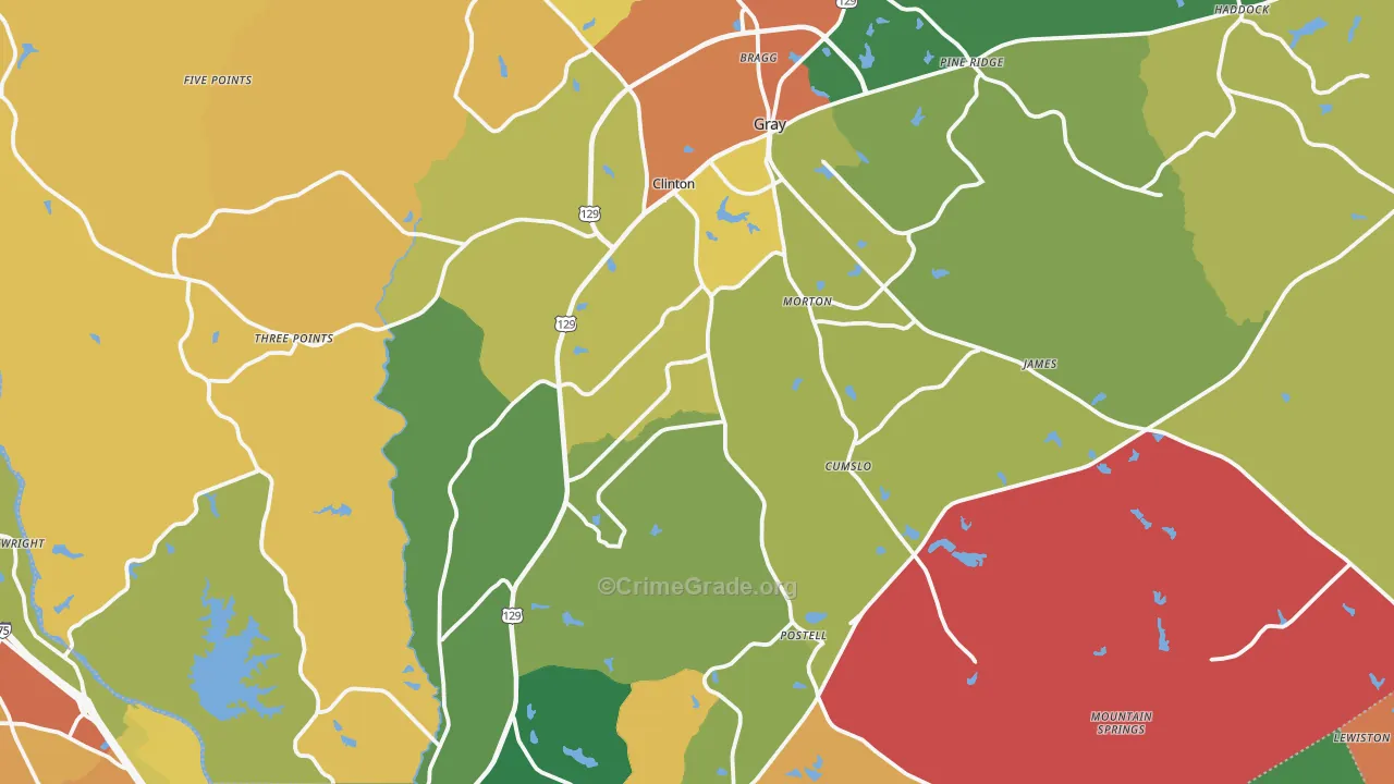 Jones County, GA Map of Assault Rates