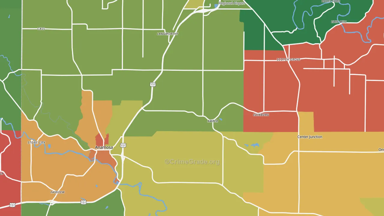 Jones County, IA Map of Assault Rates