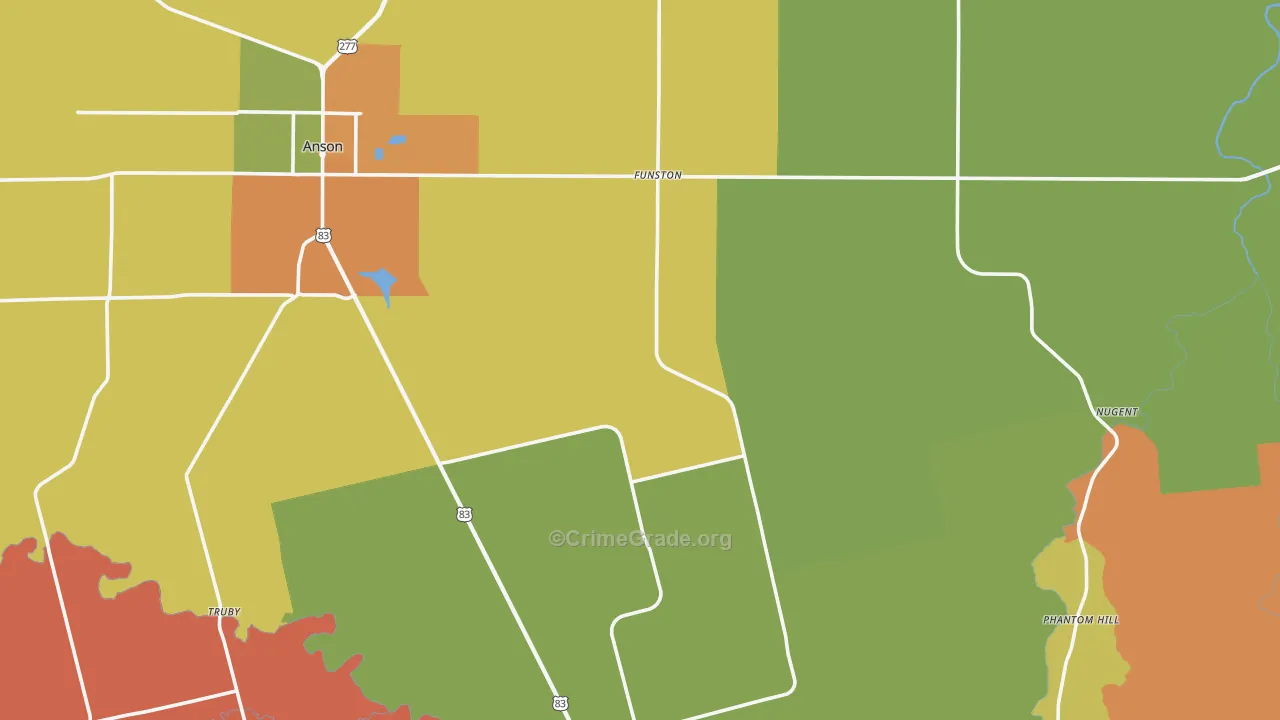 Jones County, TX Map of Assault Rates