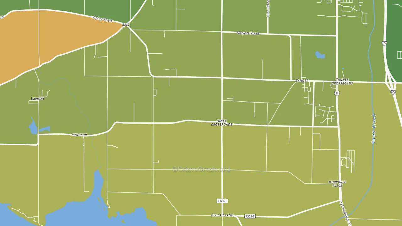 Jones Crossroads, AL Map of Assault Rates
