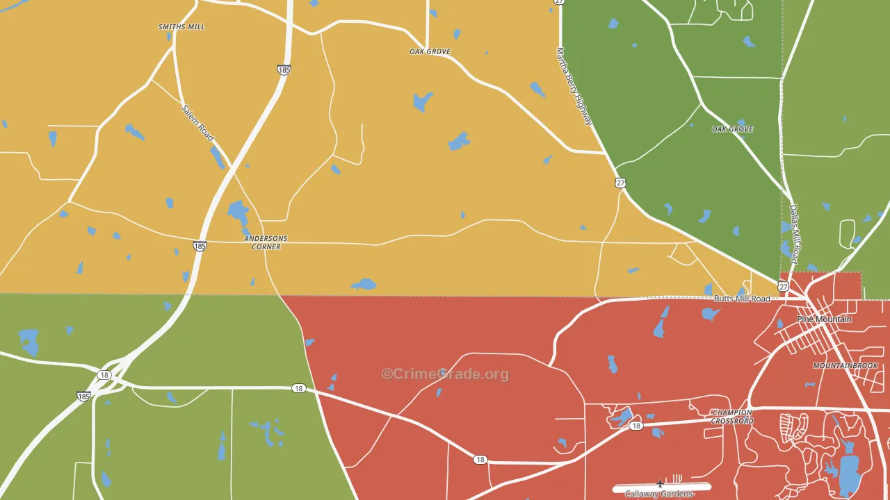 Jones Crossroads, GA Map of Assault Rates