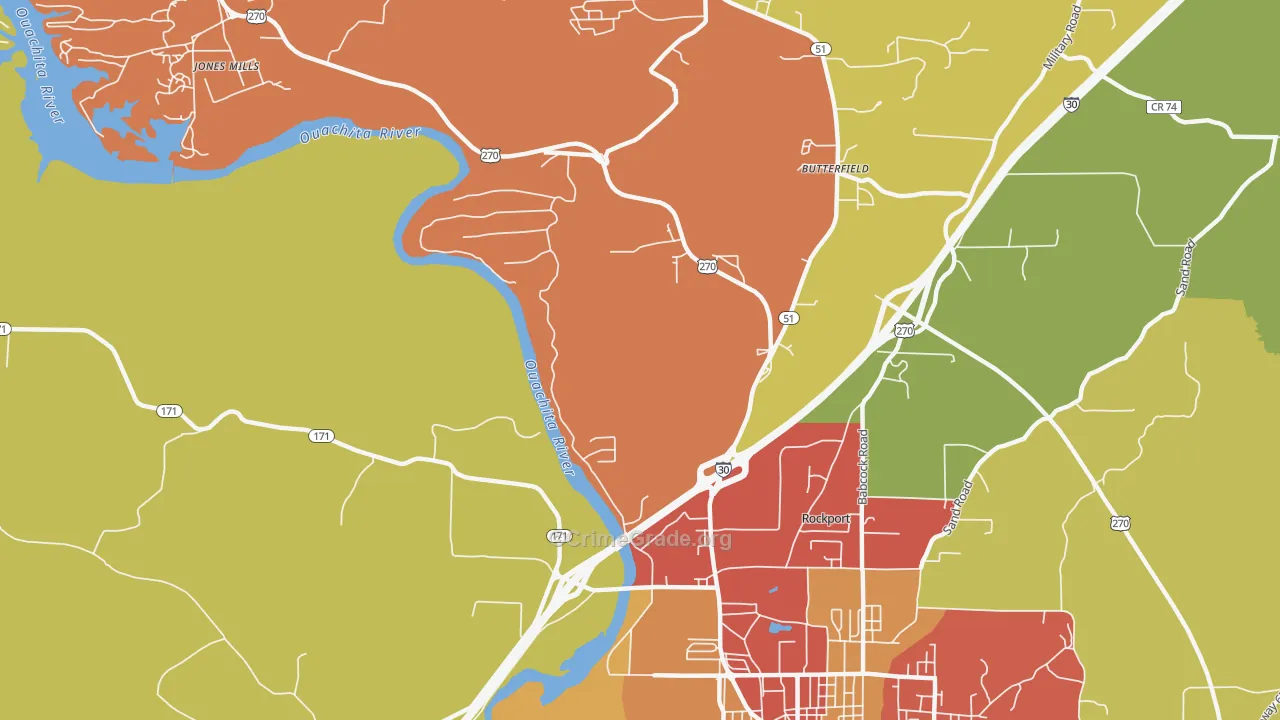 Jones Mill, AR Map of Assault Rates