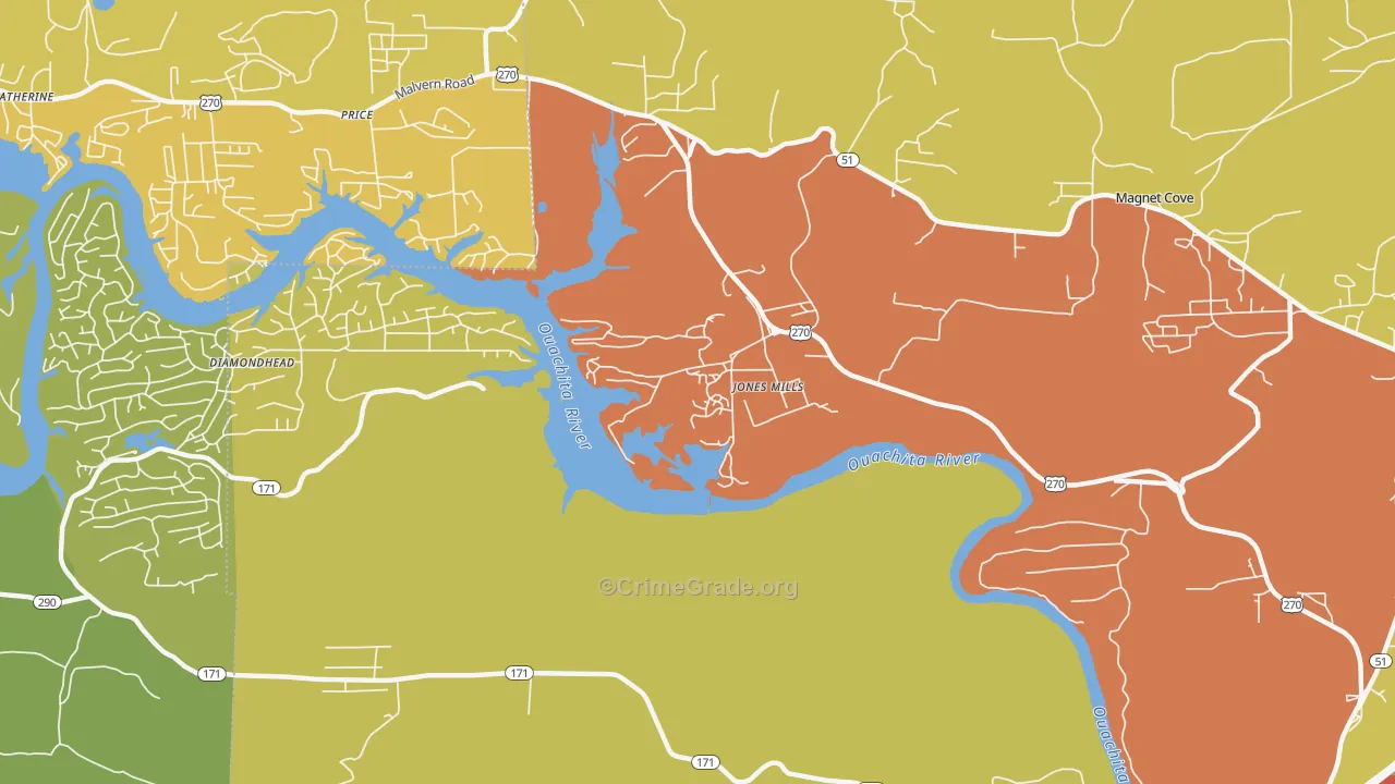 Jones Mills, AR Map of Assault Rates