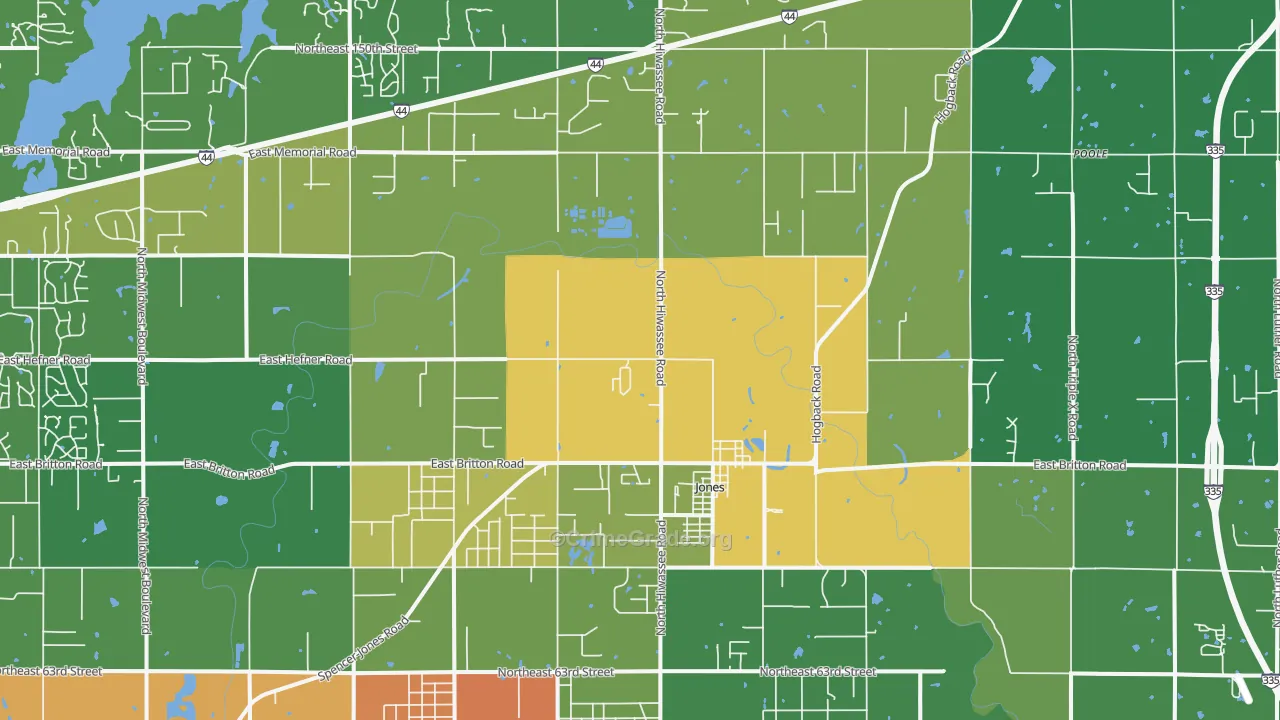 Jones, OK Map of Assault Rates