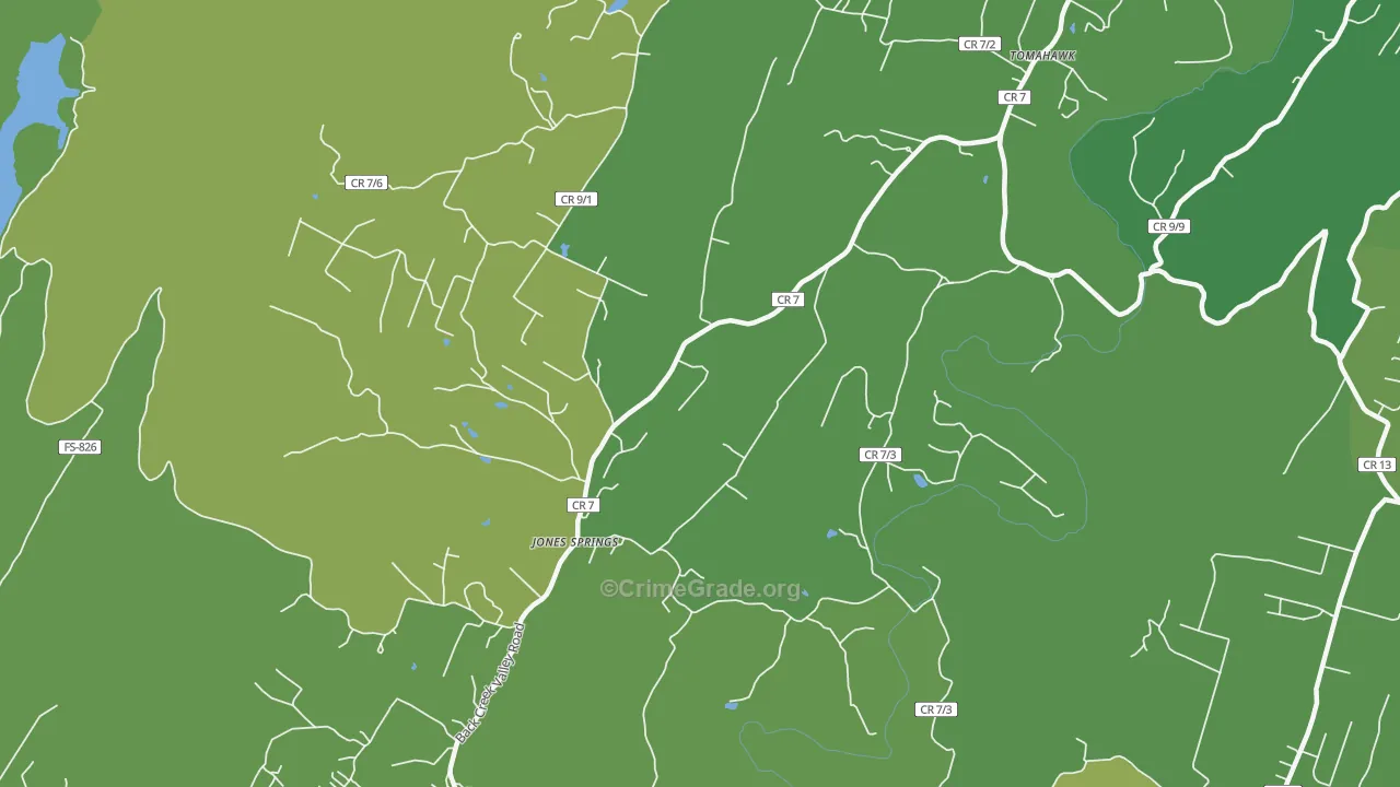 Jones Springs, WV Map of Assault Rates