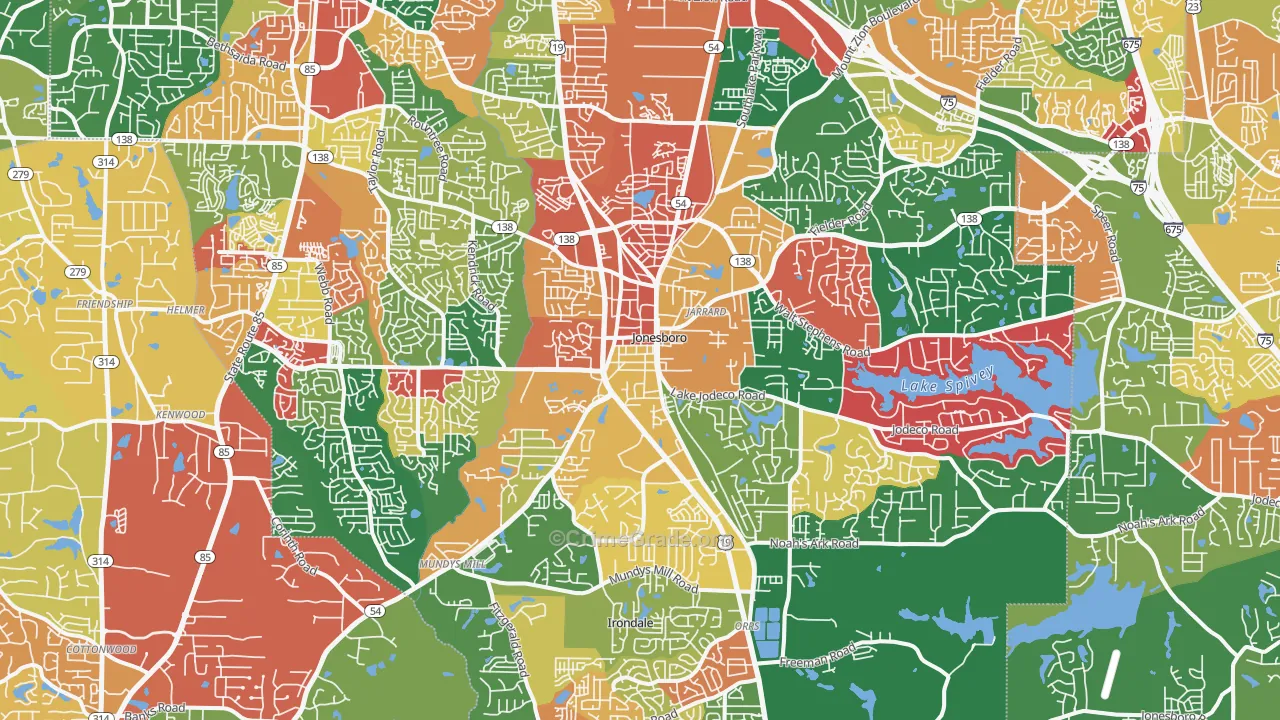 Jonesboro, GA Map of Assault Rates