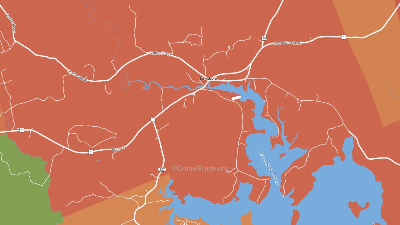 Jonesboro, ME Map of Assault Rates