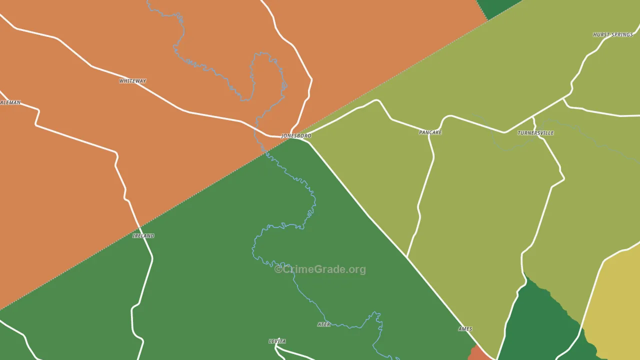 Jonesboro, TX Map of Assault Rates