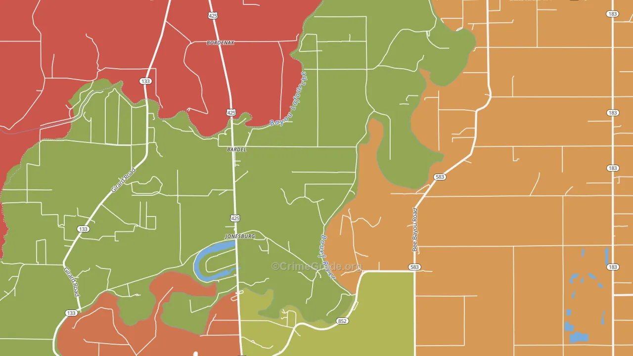 Jonesburg, LA Map of Assault Rates