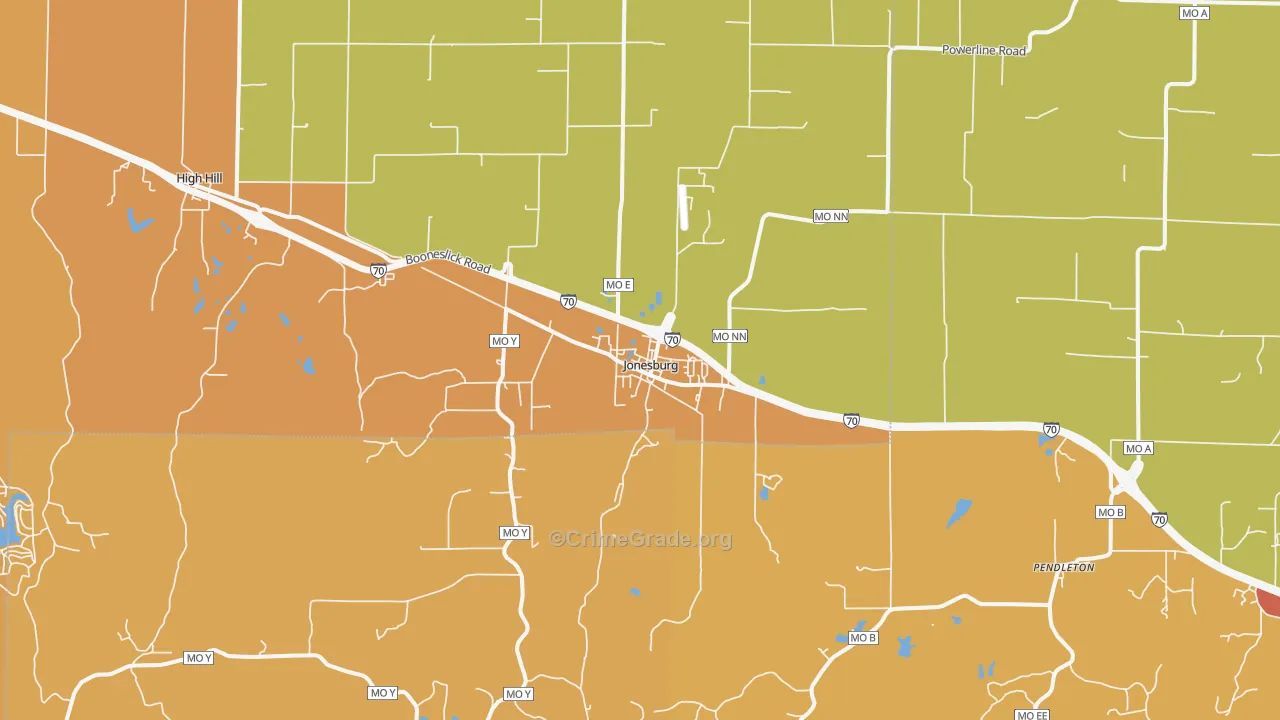Jonesburg, MO Map of Assault Rates