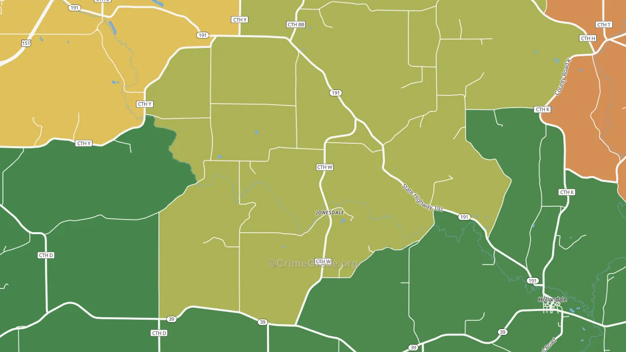 Jonesdale, WI Map of Assault Rates