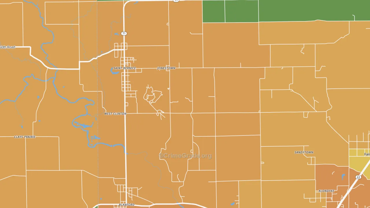 Jonestown, IN Map of Assault Rates
